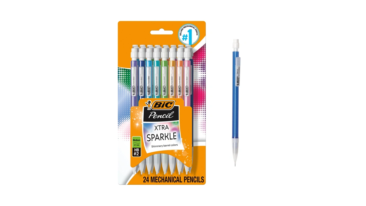 Bic Xtra-sparkle Number 2 Mechanical Pencils With Erasers, Medium Point