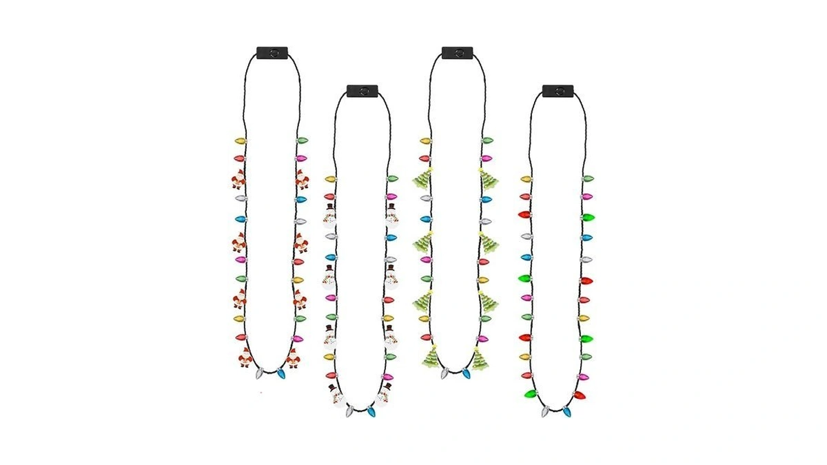 Eoboh Christmas Necklace, 4pcs Light Up Christmas Necklace, Glowing Bulb