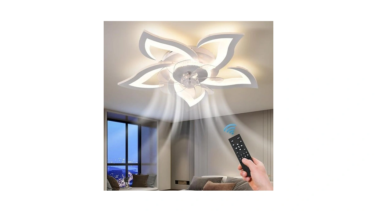 Zhmdjdsh 26" Geometric Ceiling Fan With Light Remote Control, 6