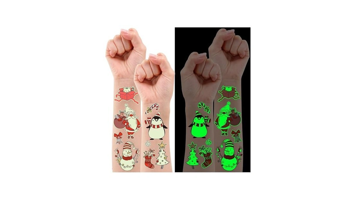 Partywind 10 Sheets Luminous Christmas Temporary Tattoos For Kids Stocking