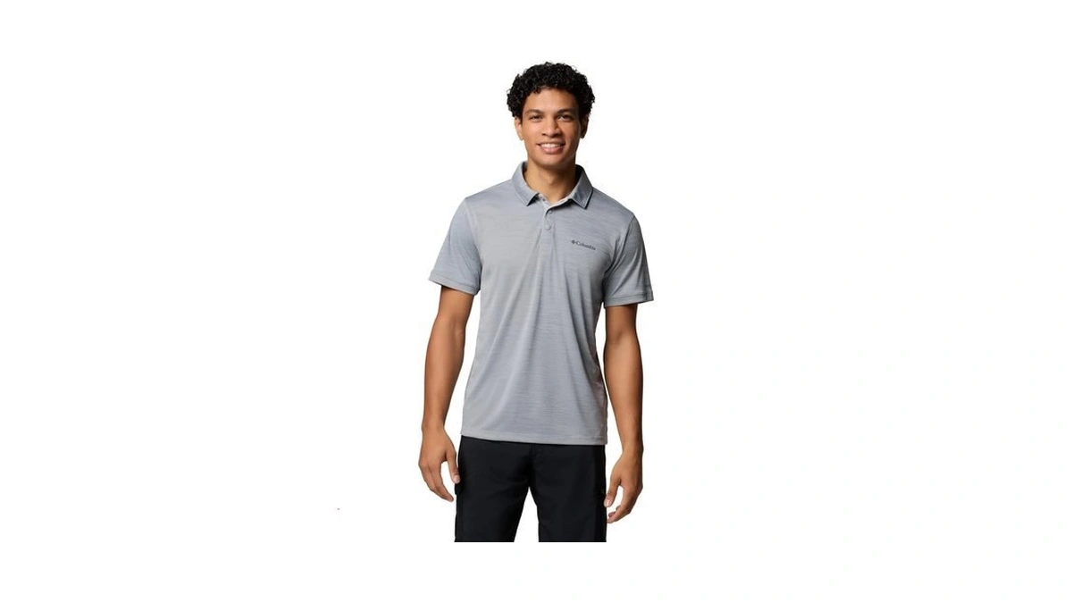 Columbia Men's Sage Peak Knit Polo, Columbia Grey Heather, Xx-small