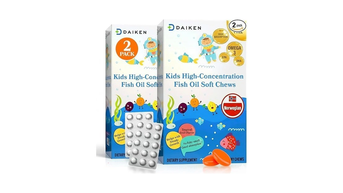 Daiken High Concentration Kids Fish Oil Omega-3 Gummies, No Sugar