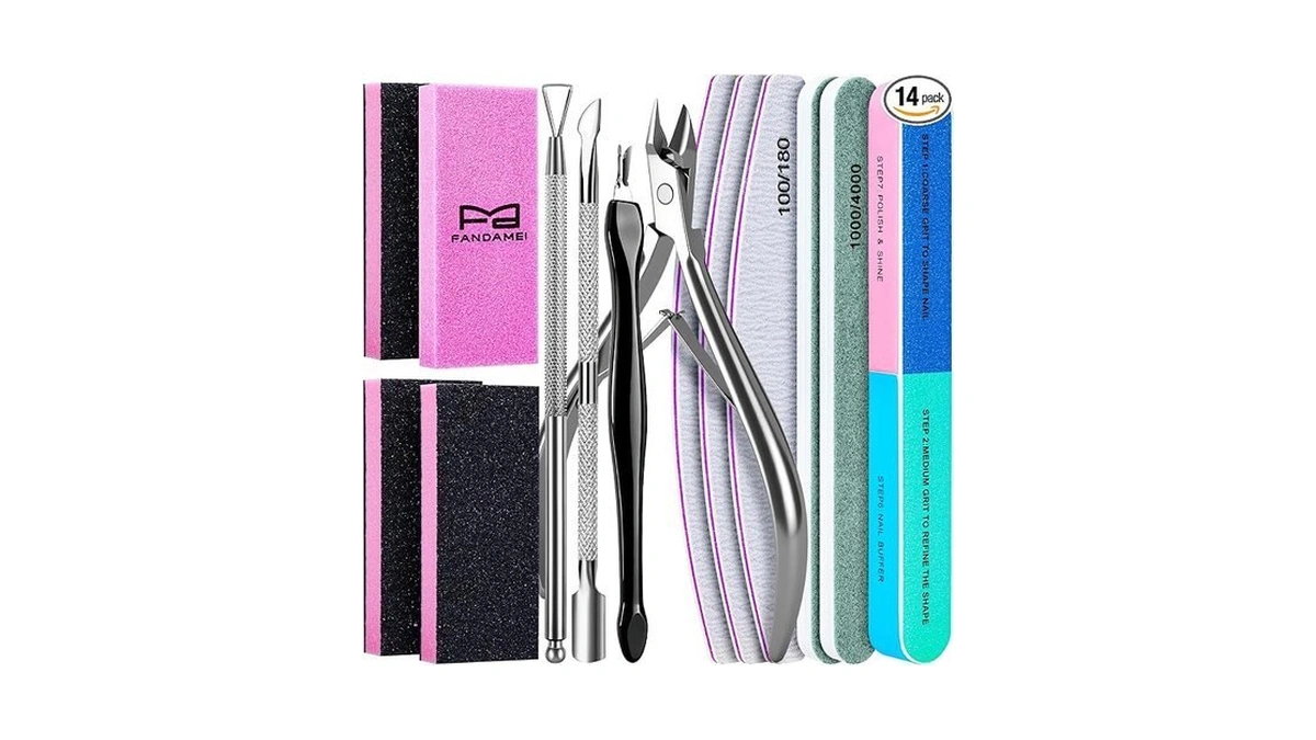 Fandamei Cuticle Kit, Nail Prep Kit, 14pcs Nail Buffer And