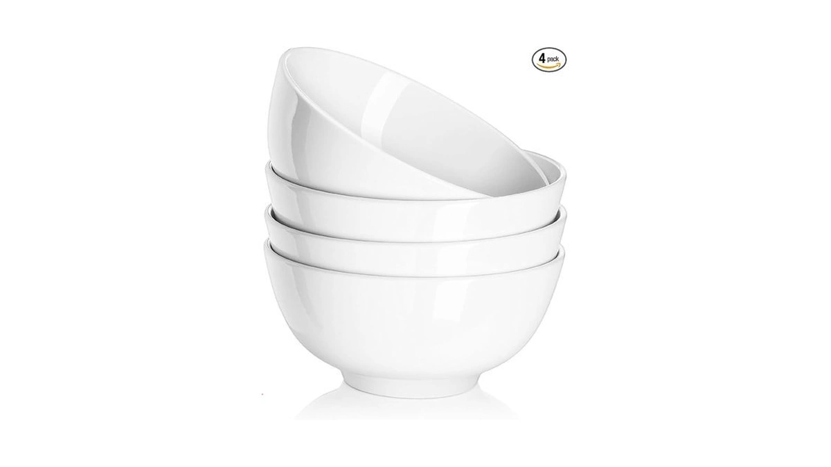 Dowan 22 Oz White Ceramic Bowls Set Of 4 -