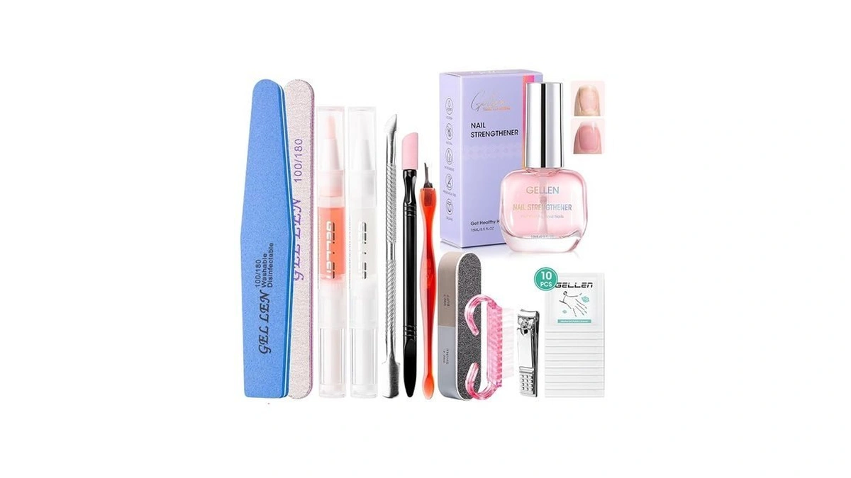 Gellen Nail Care Kit With 10pcs Manicure Tools: Nail Strengthener