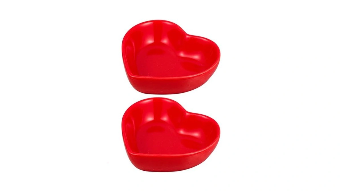 Pretyzoom Heart Shaped Sauce Dish Set 2 Small Ceramic Dipping