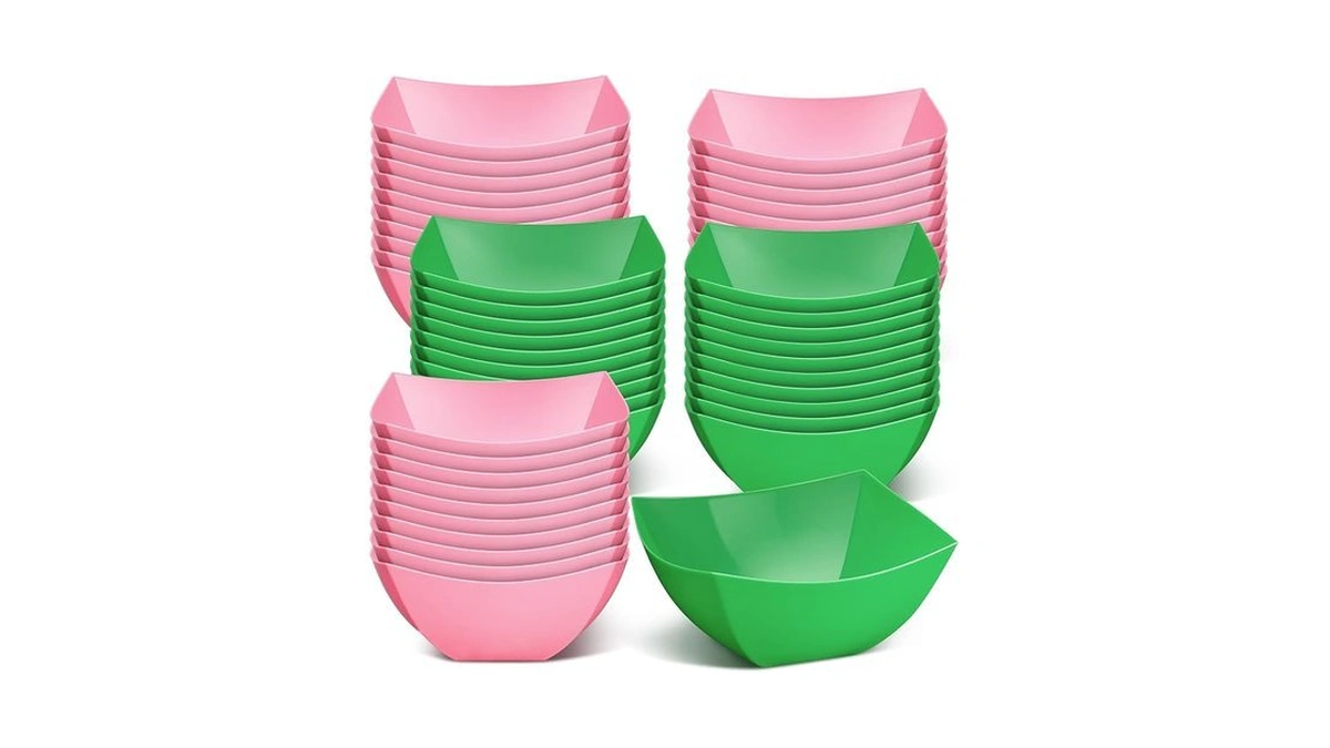 Tanlade 50 Pcs Square Plastic Serving Bowls Disposable Snack Salad