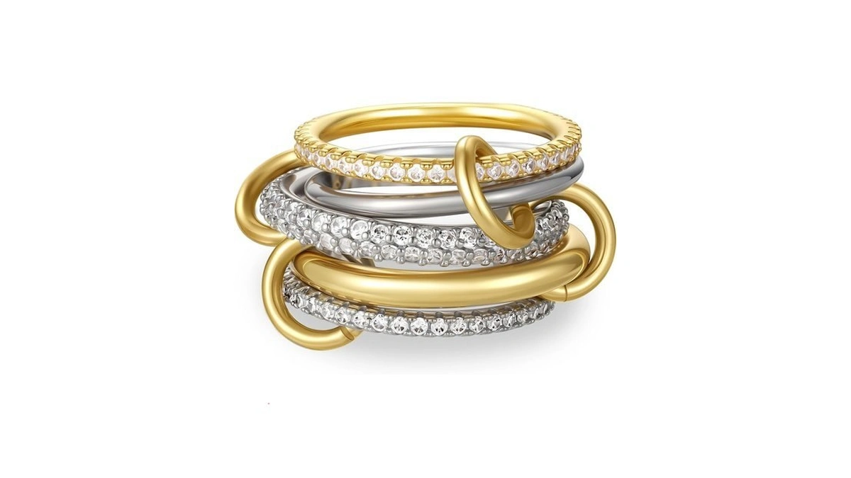 Fimhut Gold Stackable Rings For Women Gift, 18k Gold Plated