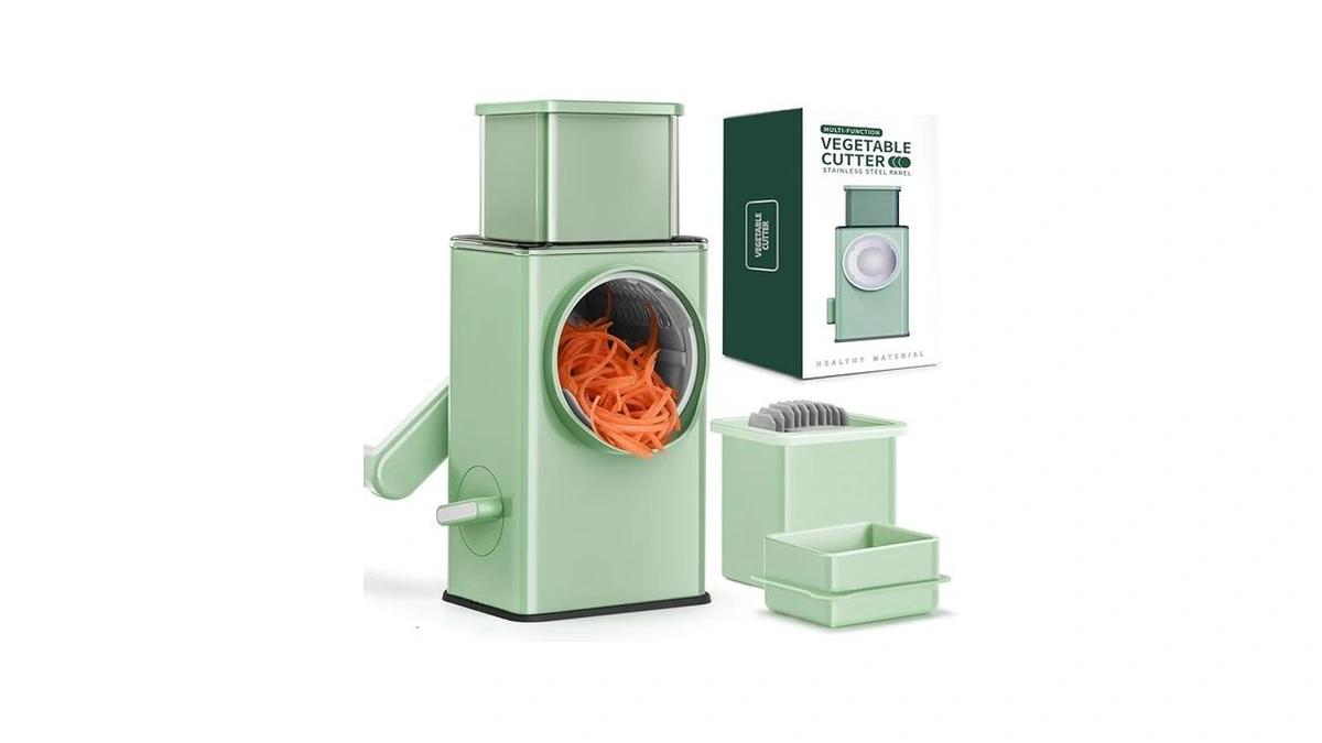 Keouke Rotary Cheese Grater 5 In 1 Green - Hand