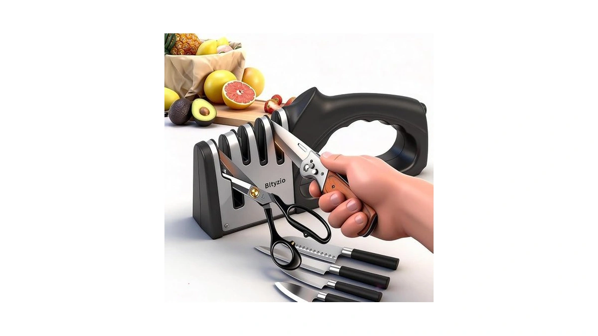 4-in-1 Manual Knife Sharpener For Kitchen Knives & Scissors, Professional