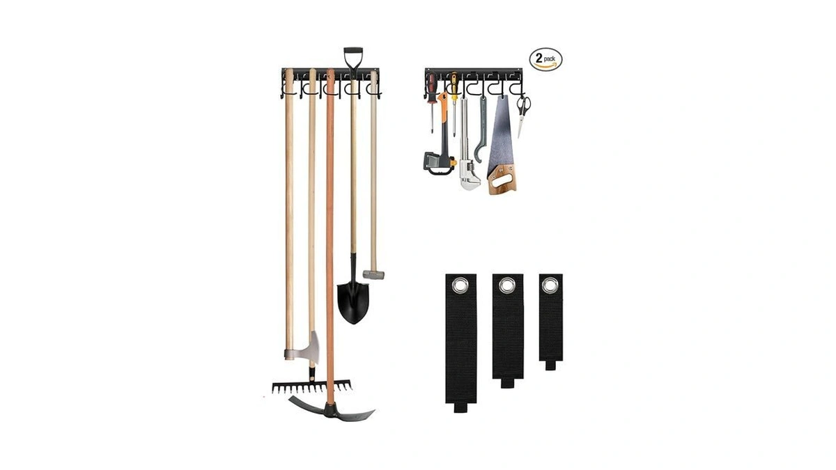 Leyu Metal Garage Tool Organizer Wall Mount, 2 Pack Garden