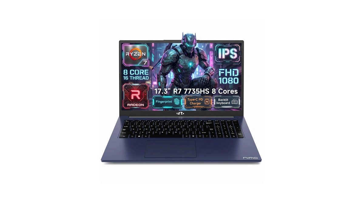 Nimo 17.3" Gaming Laptop, Amd Ryzen 7 7735hs 8 Cores,