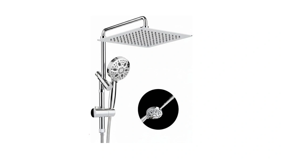 Shineforu 10 Inch Rain Shower Heads With Handheld Spray Combo,