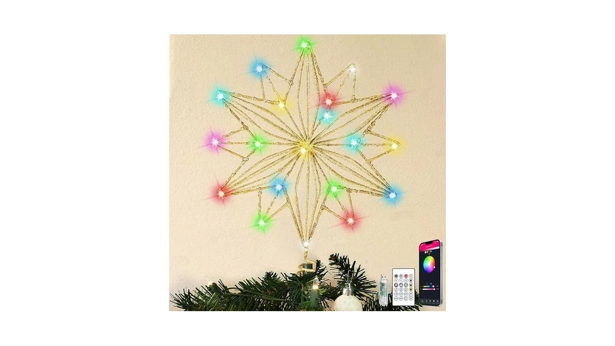 Christmas Tree Star Topper With App Control, Rgb Color Changing