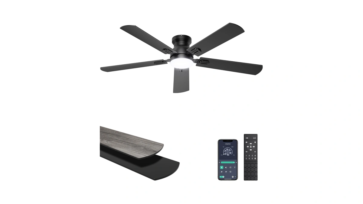 Ohniyou Ceiling Fans With Lights, 52 Inch Low Profile Ceiling