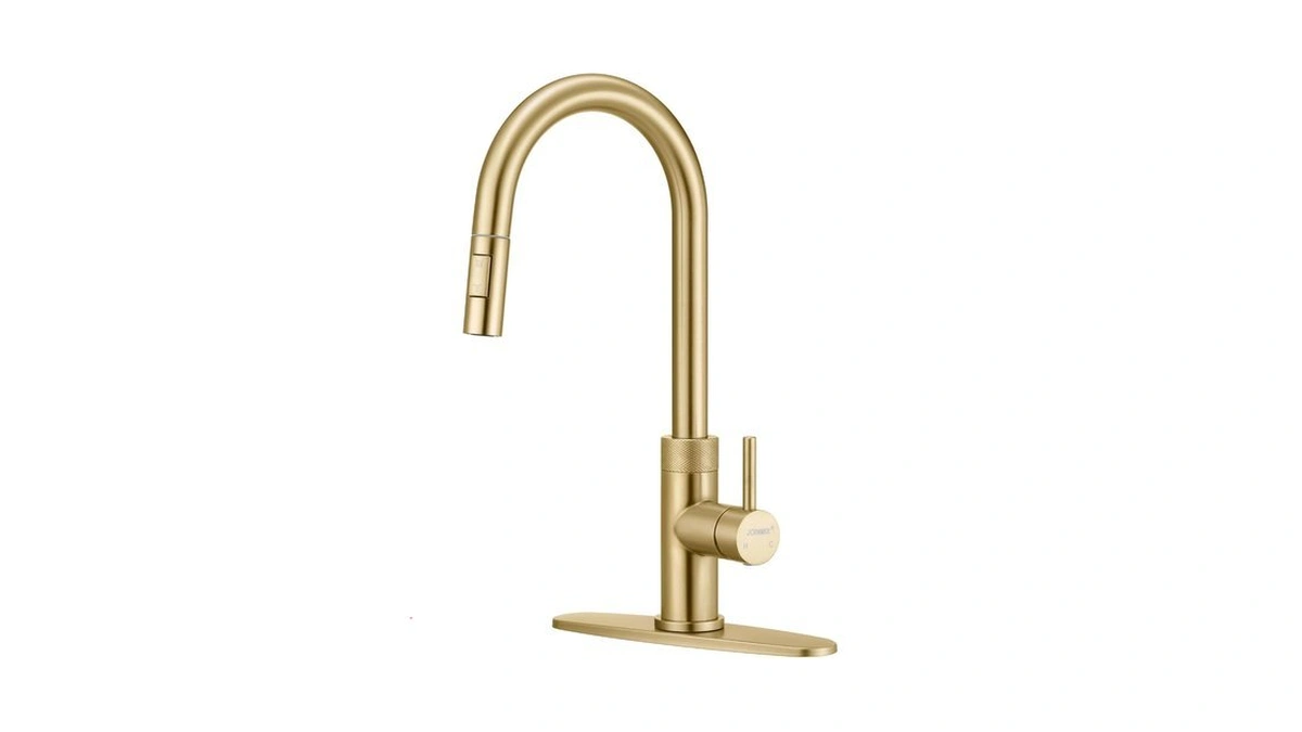 Joinmix Brushed Gold Kitchen Faucet With Pull Down Sprayer, Patented