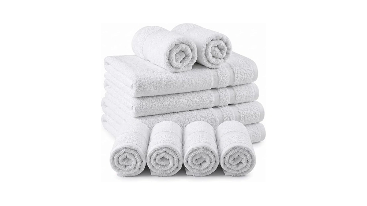 100% Cotton Towel Set For Bathroom - 10-piece Popcorn Texture