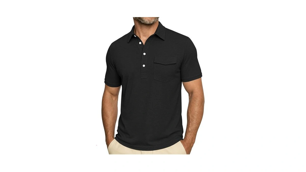 Zkman Men's Performance Golf Polo Shirt Short Sleeve 4-button Quick