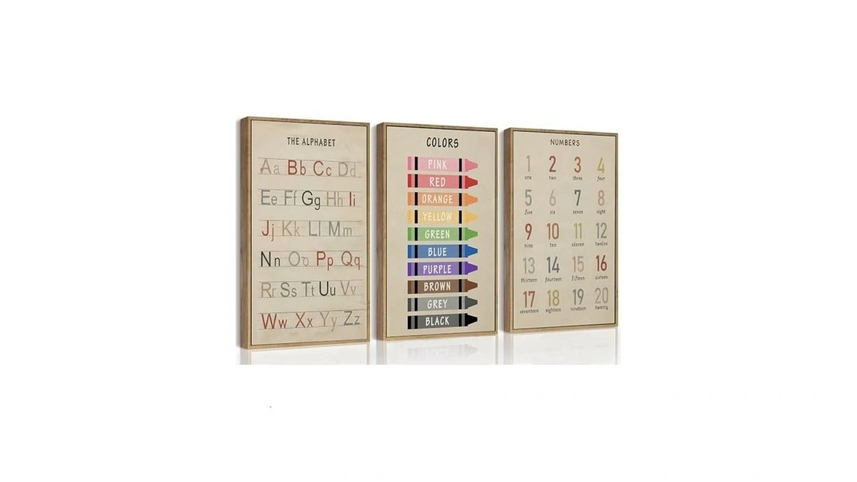 3pcs Nursery Educational Wall Art Preschool Education Letter Number Poster