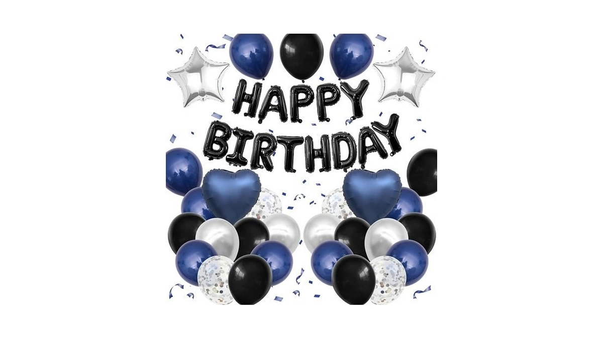 Navy Blue And Black Birthday Decorations For Men,blue Black White