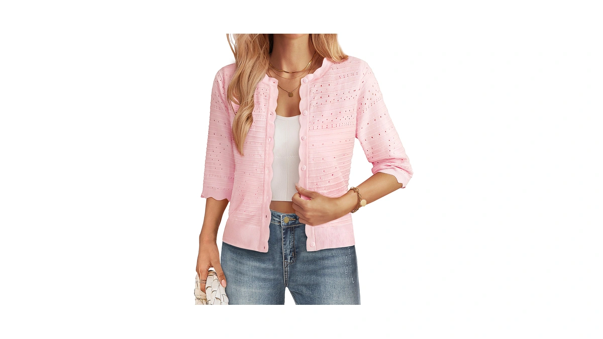 Grace Karin Womens Pink Cardigan Sweater Shor...