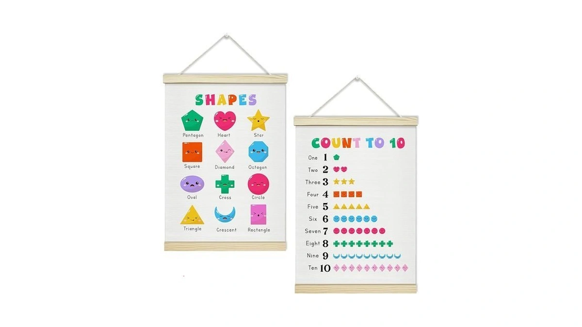 Leturoia 2 Pack Shapes Numbers Poster Hanger Frame, Educational Learning