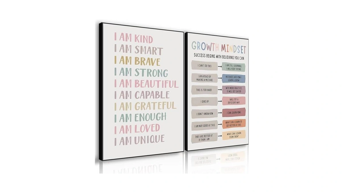 Qgnbgbj 2 Pcs Positive Affirmations Wall Decor Growth Mindset Canvas
