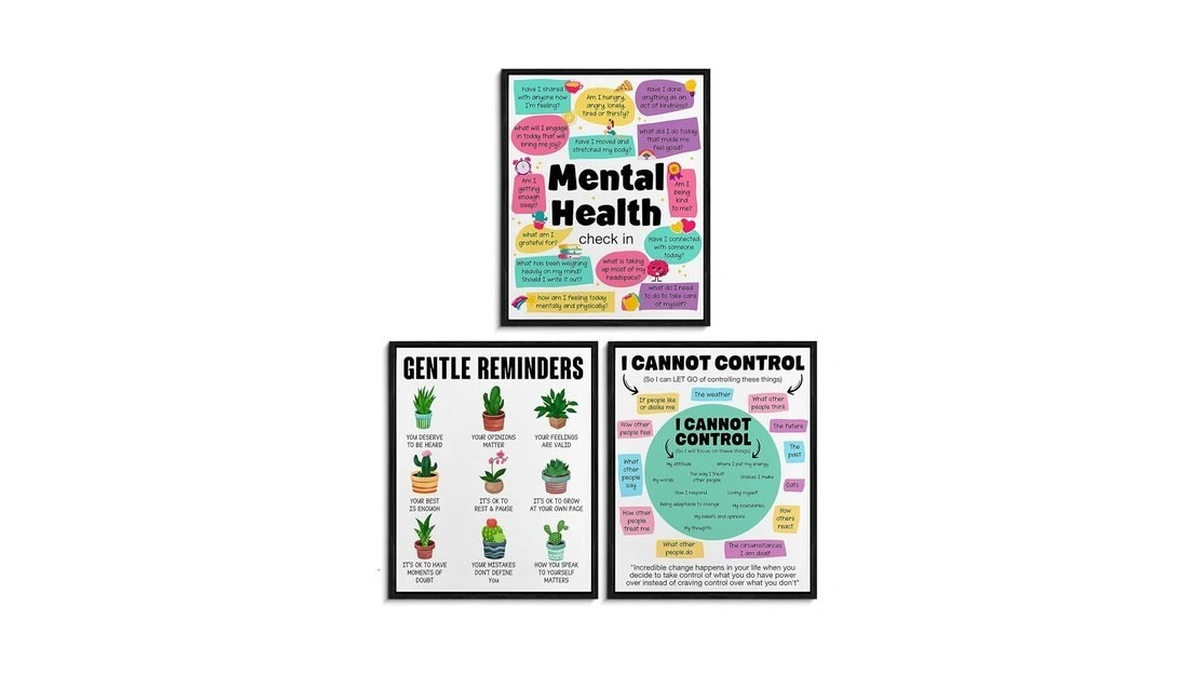Wezaduk Mental Health Wall Art Posters, Cozy Therapy Office Decor,