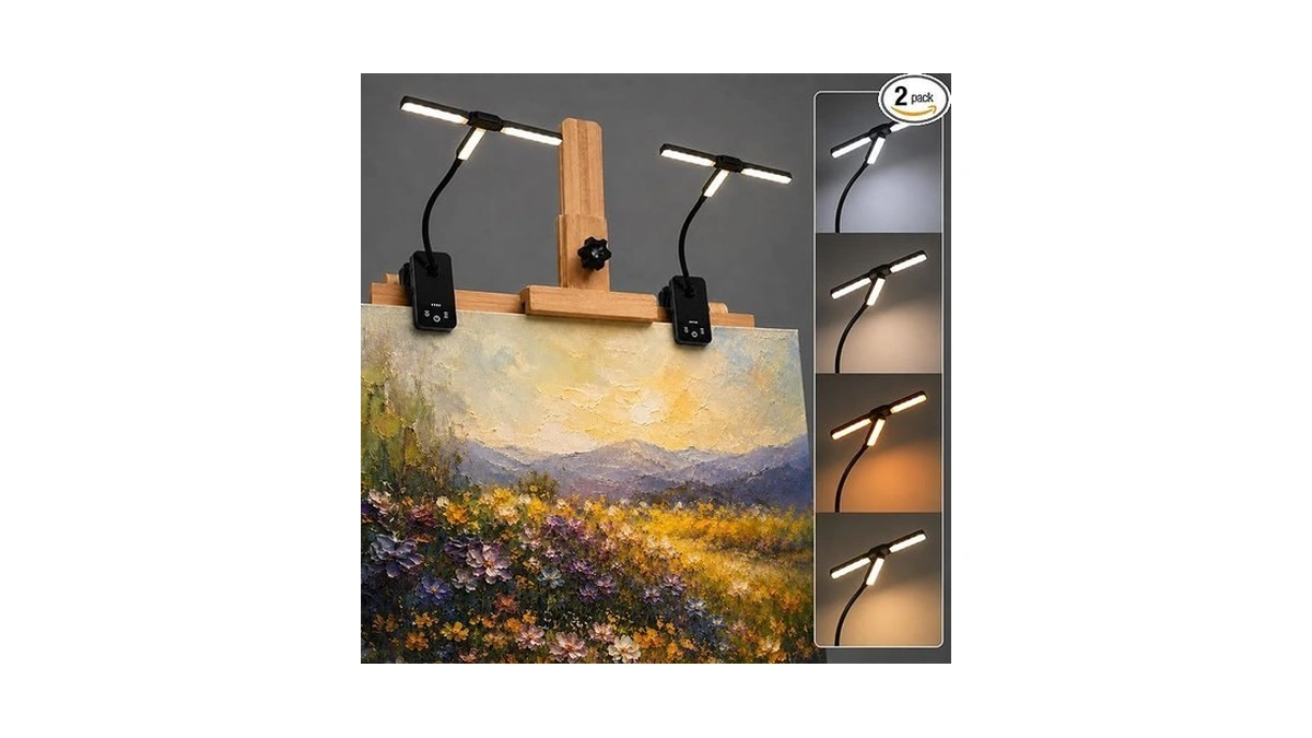 Hodilit 2 Pack Clip-on Easel Light, Rechargeable Artist Lamp With