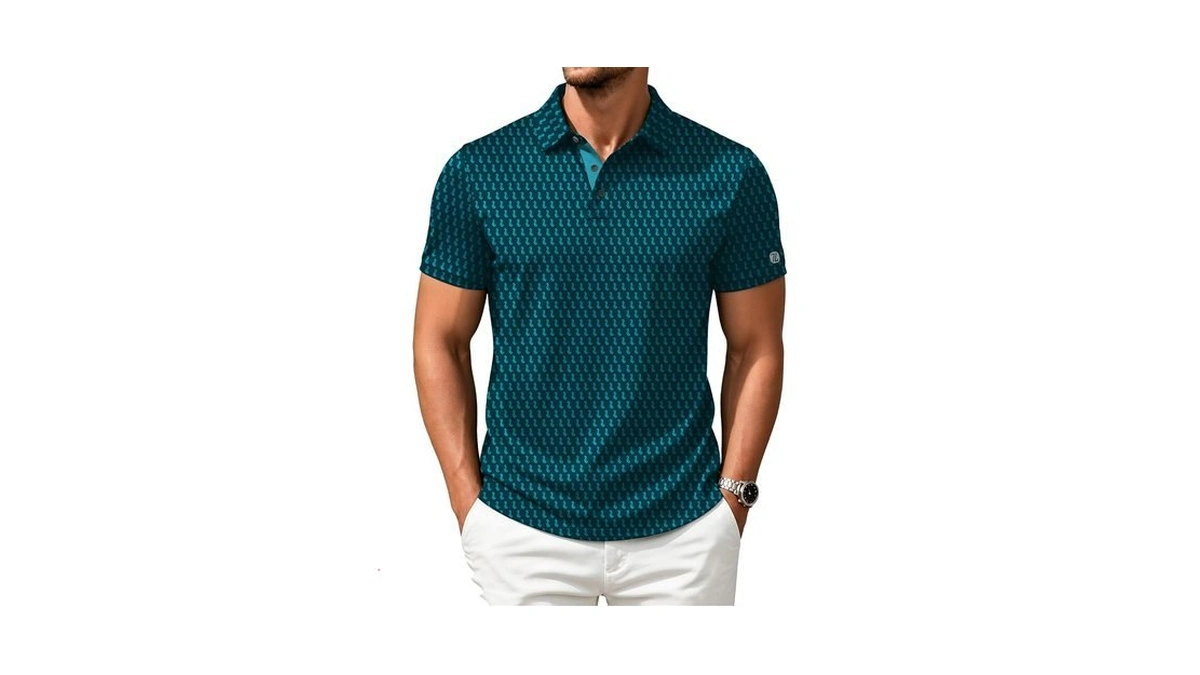 Zity Mens Golf Shirts Short Sleeve Print Patterns Performance Moisture