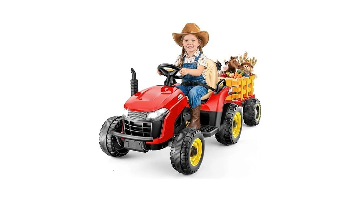 Arbeli 12v 7ah Ride On Tractor W/tiltable Trailer & Remote