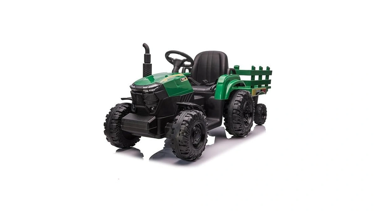 Garvee Kids Ride On Tractor With Trailer, 12v Electric Ride