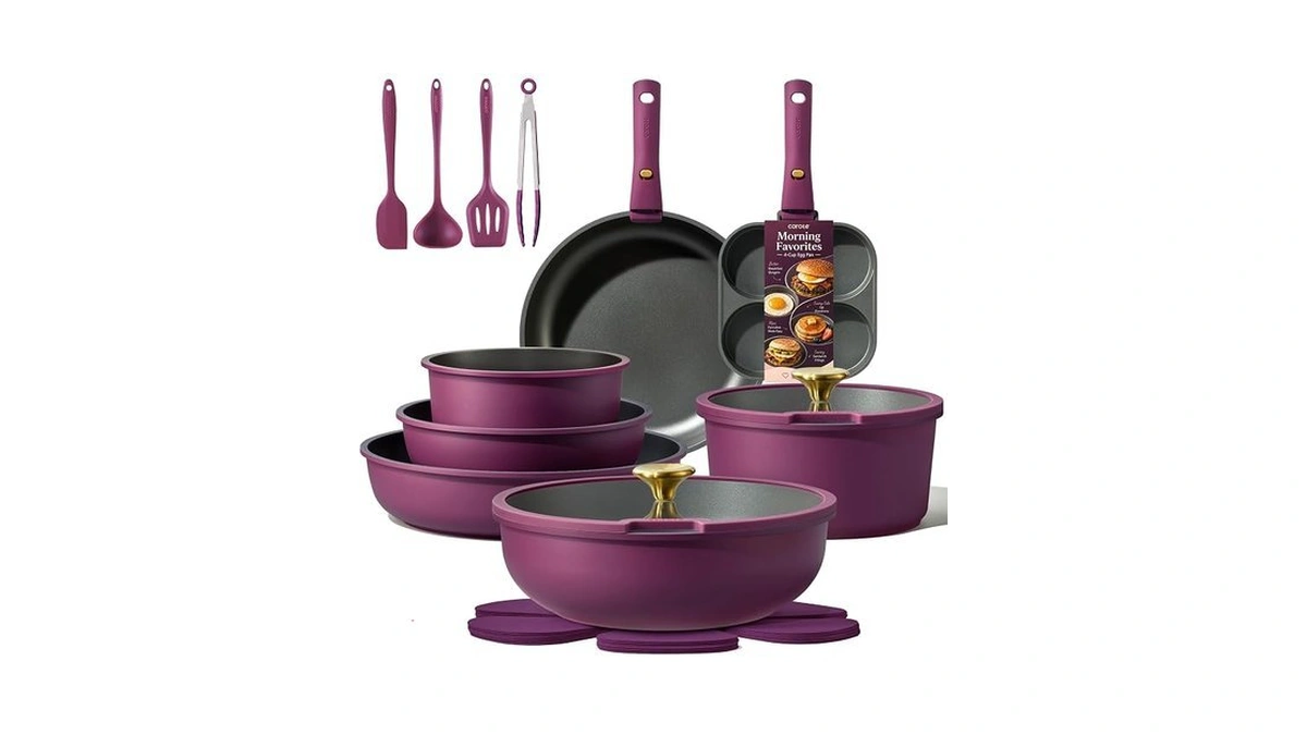 Carote 21pcs Pots And Pans Set, Nonstick Cookware Set Detachable