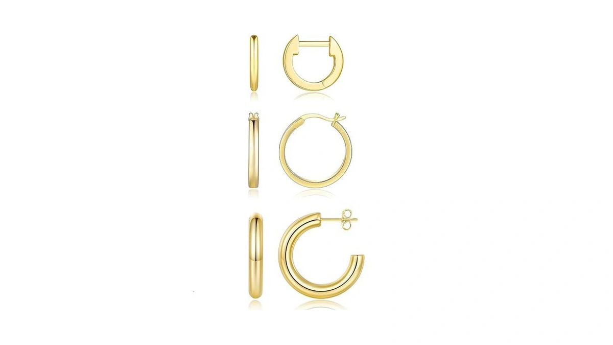 Gold Hoop Earrings For Women, 14k Gold Plated Hoop Earrings