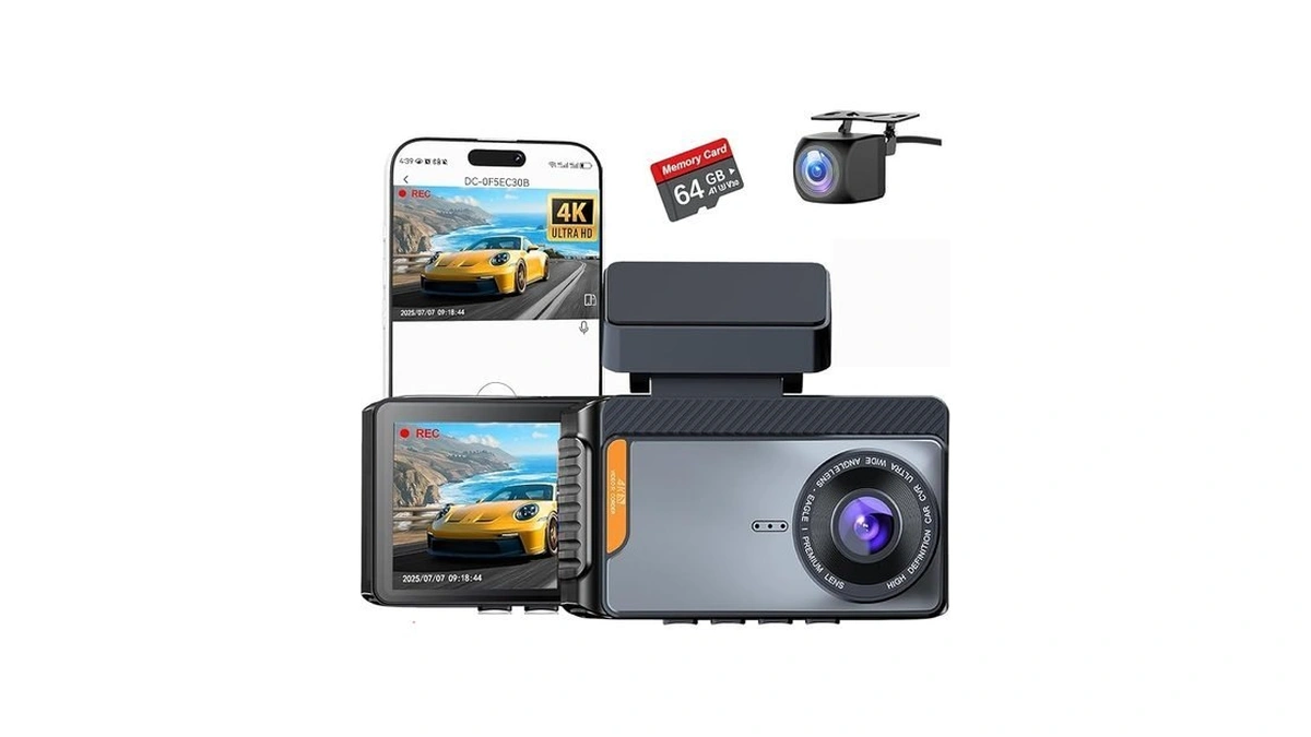 4k Dual Channel Dash Cam Front And Rear, Free 64gb