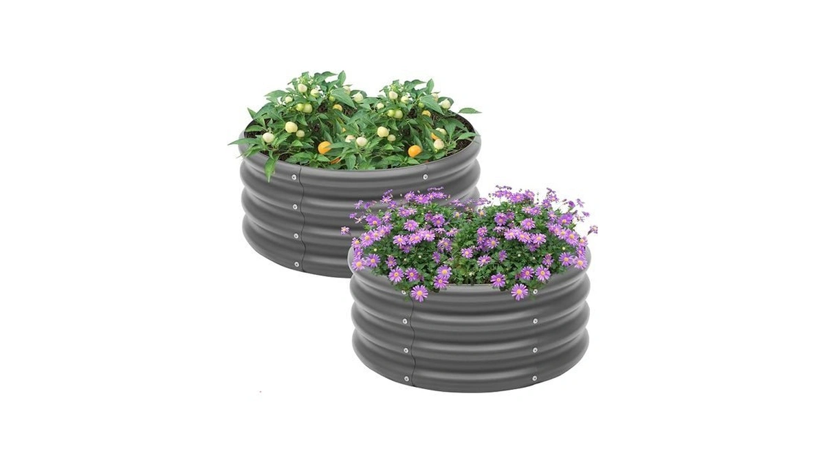 2-pack 2x1ft Galvanized Raised Garden Bed, Outdoor Planter Bed, Metal