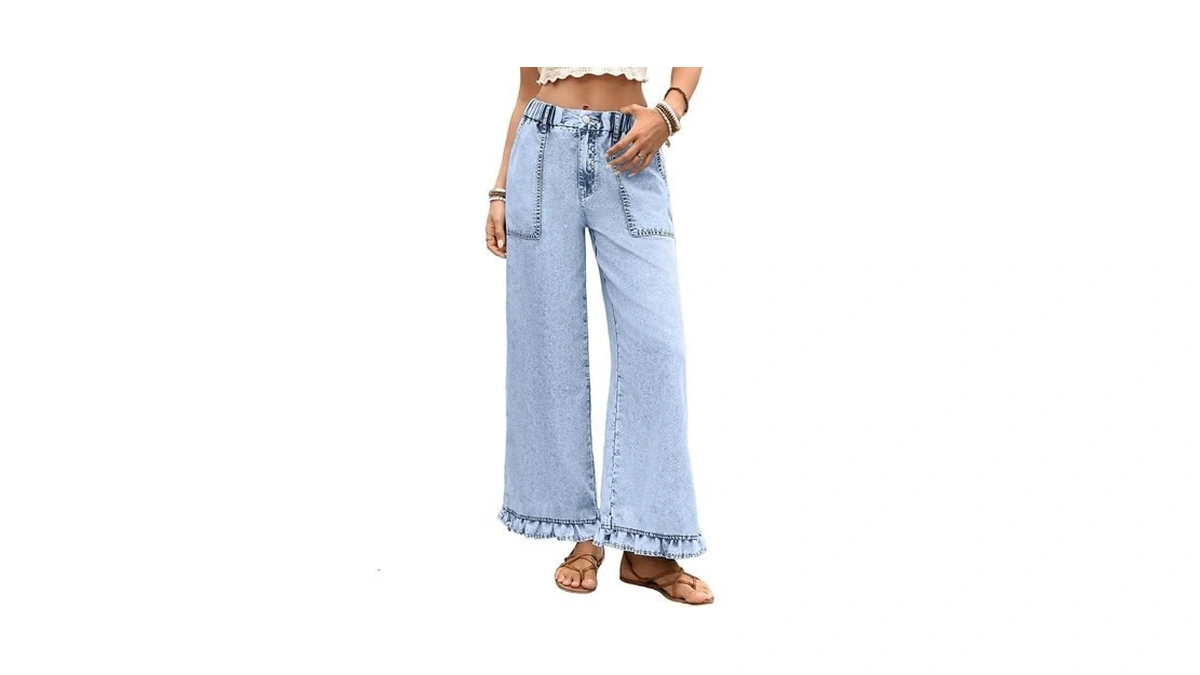 Astylish Women Wide Leg Jeans High Waisted Stretchy Straight Leg