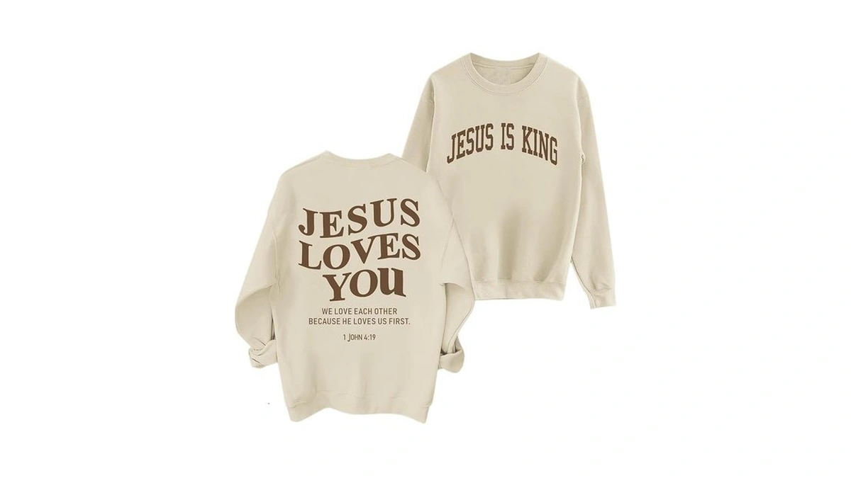 Sulayesh Fleece Christian Sweatshirts Women Jesus Loves You Jesus Is