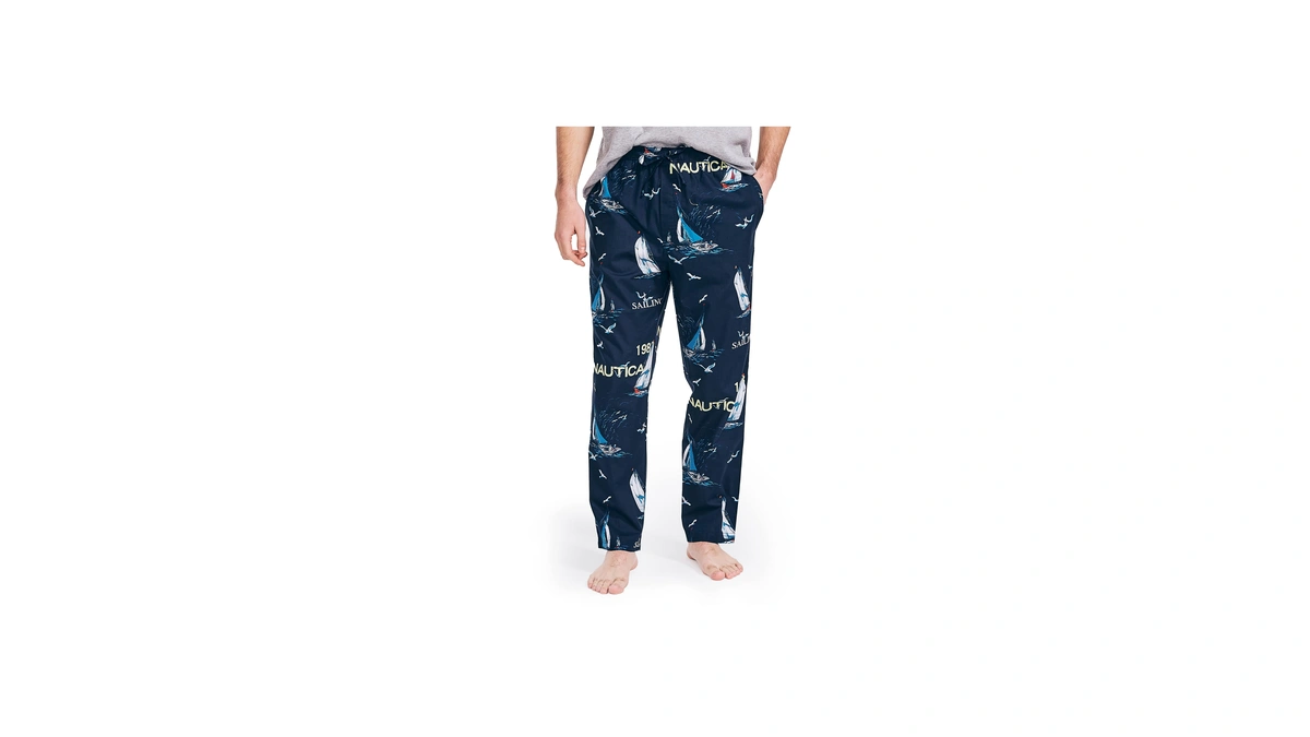 Nautica Men's Soft Woven 100% Cotton Elastic Waistband Sleep Pajama