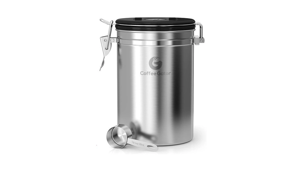 Coffee Gator Coffee Canister - 22oz, Airtight Stainless Steel Kitchen