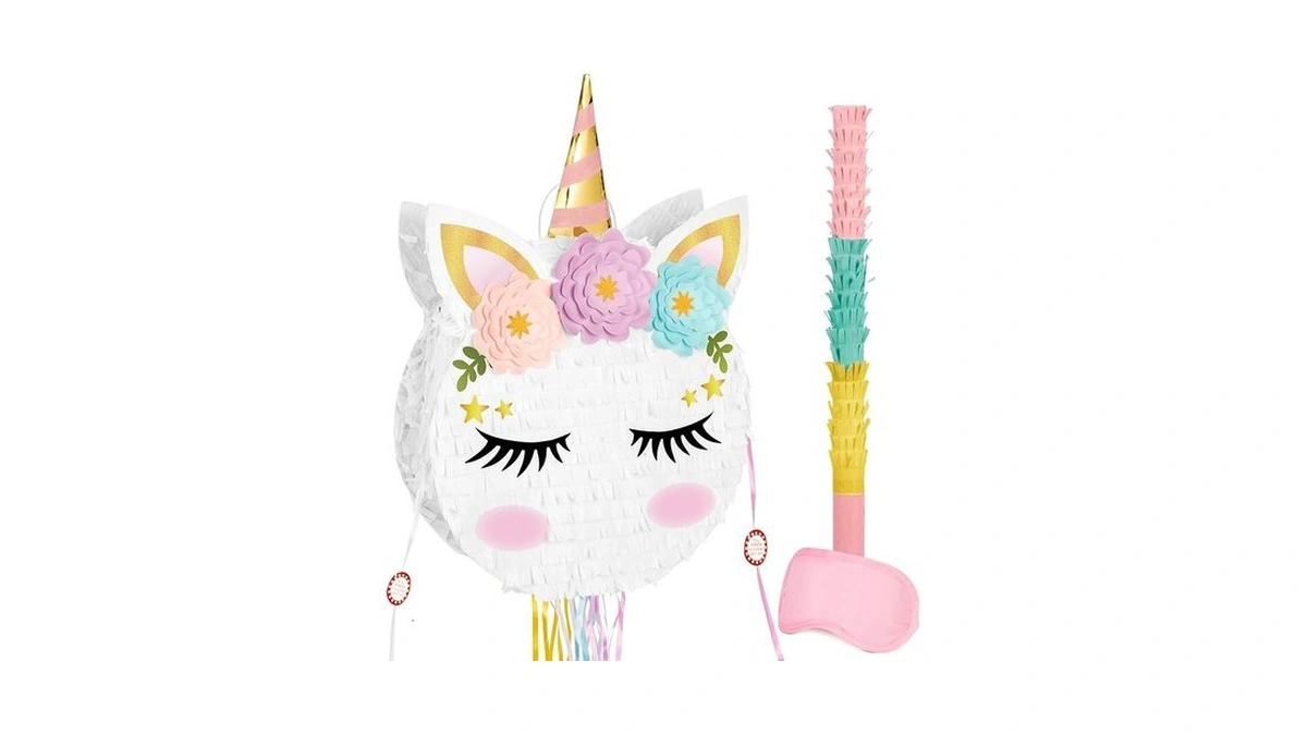 Foldable Unicorn Piñata - Unicorn Birthday Party Supplies Extendable Piñata