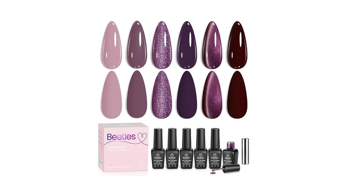 Beetles Purple Gel Nail Polish Set, 6 Colors Light Dark