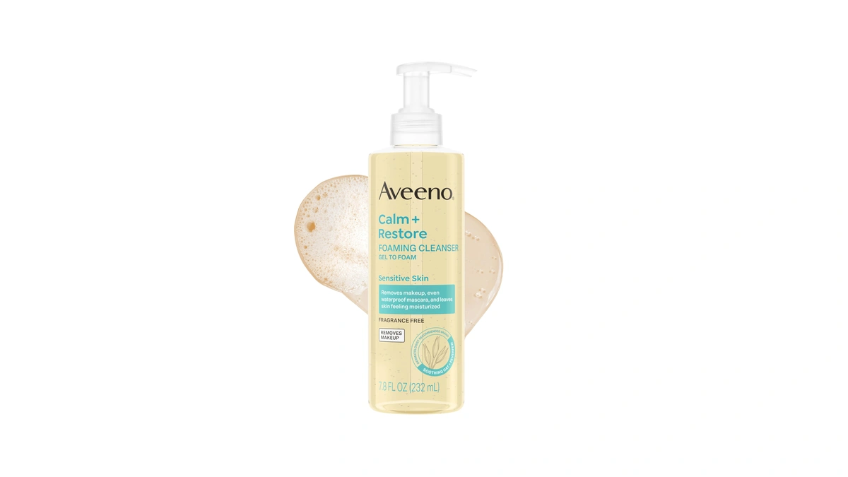 Aveeno Calm + Restore Foaming Cleanser, Daily Face Wash For