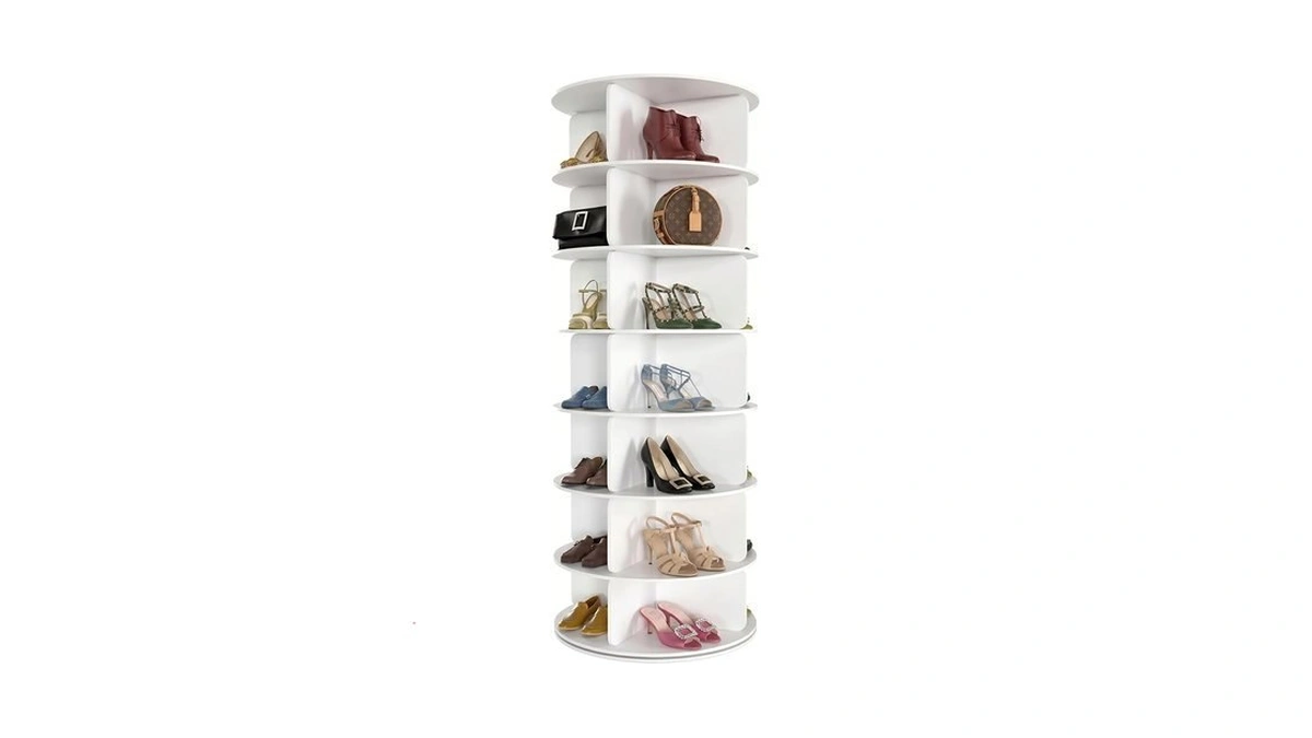 Cushore 7 Tier Rotating Shoe Rack Tower, 360° Spinning Shoe