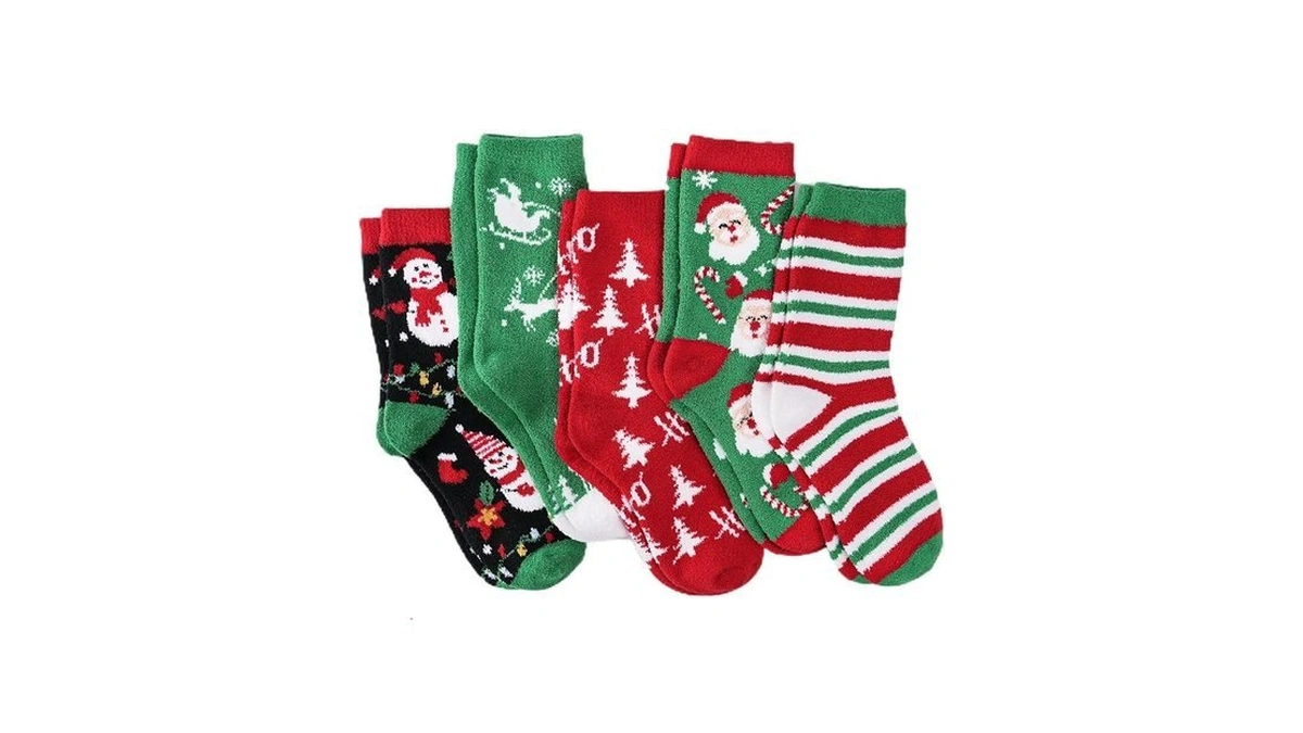 Spxkd 5 Pairs Christmas Socks For Women, Fuzzy Plush Slipper