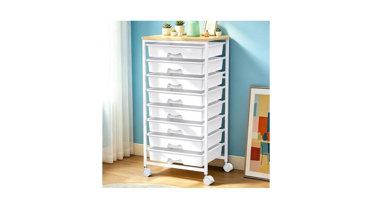 Sunally Rolling Cart With 8 Drawers, Storage Drawer Carts With