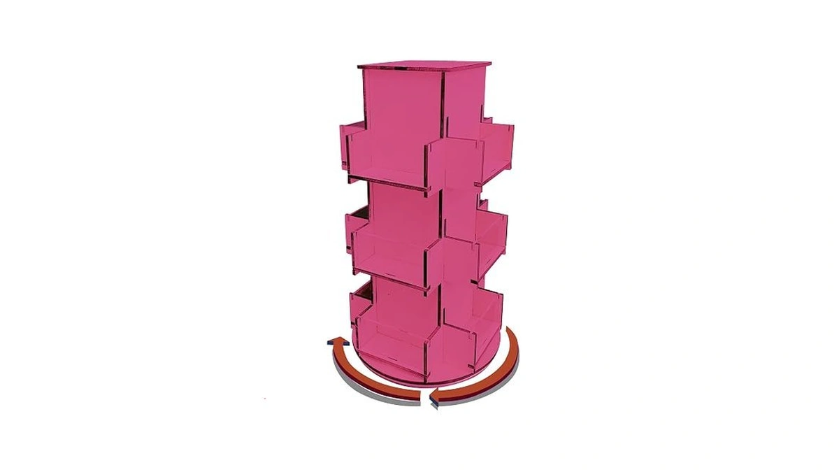 Rotating Display Stand, 3 Tier Wooden Organizer, 4-sided Display Rack,