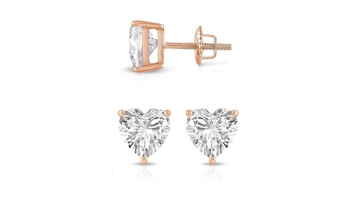 Everyday Elegance Solid 14k Rose Gold Cubic Zirconia Stud Earrings