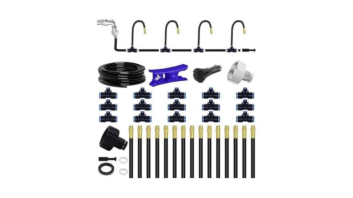49.21ft Drip Irrigation System, 360° Bendable Drip Irrigation Kit Automatic