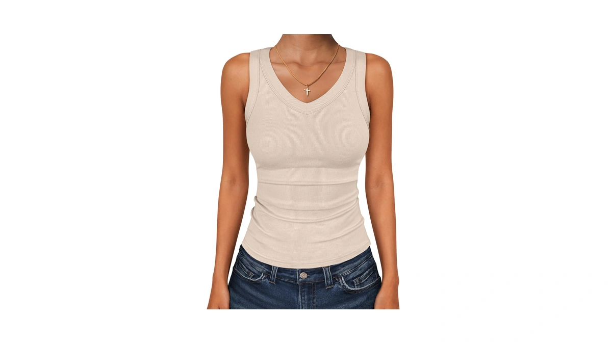 Anrabess Tank Tops For Women Neck Ribbed Knit